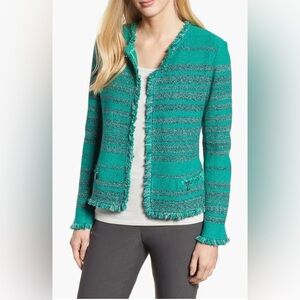 Nic+Zoe Striped Tweed Open Jacket Women's size Large